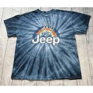 Jeep Peace Blue Tie Dye Graphic T Shirt Size 2XL XXL Jedco